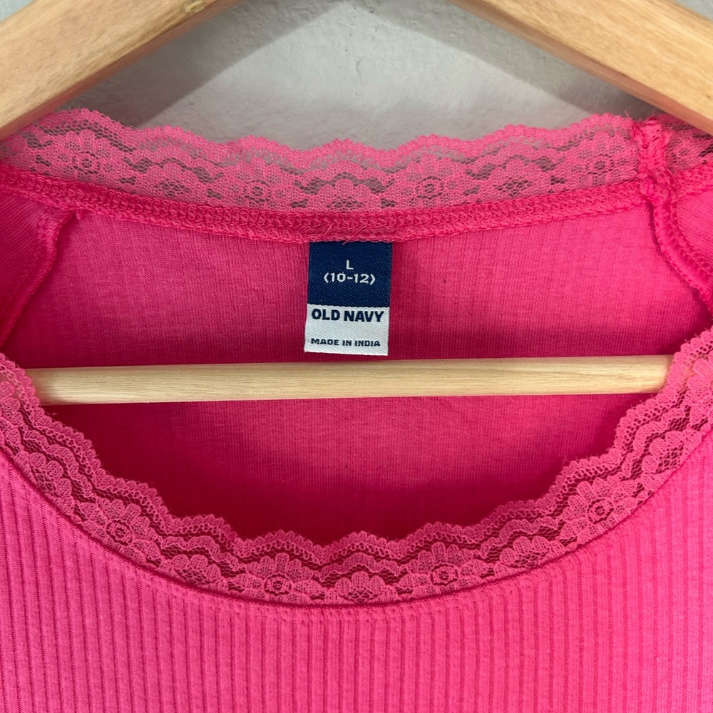 Old Navy Fuchsia Lace Detail Top